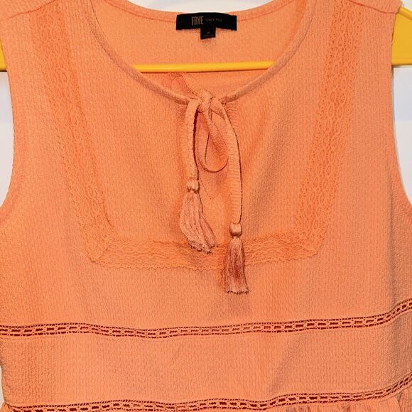 Frye Peplum Lace Trim Tank small Orange Retail $79 NWT - Picture 4 of 10